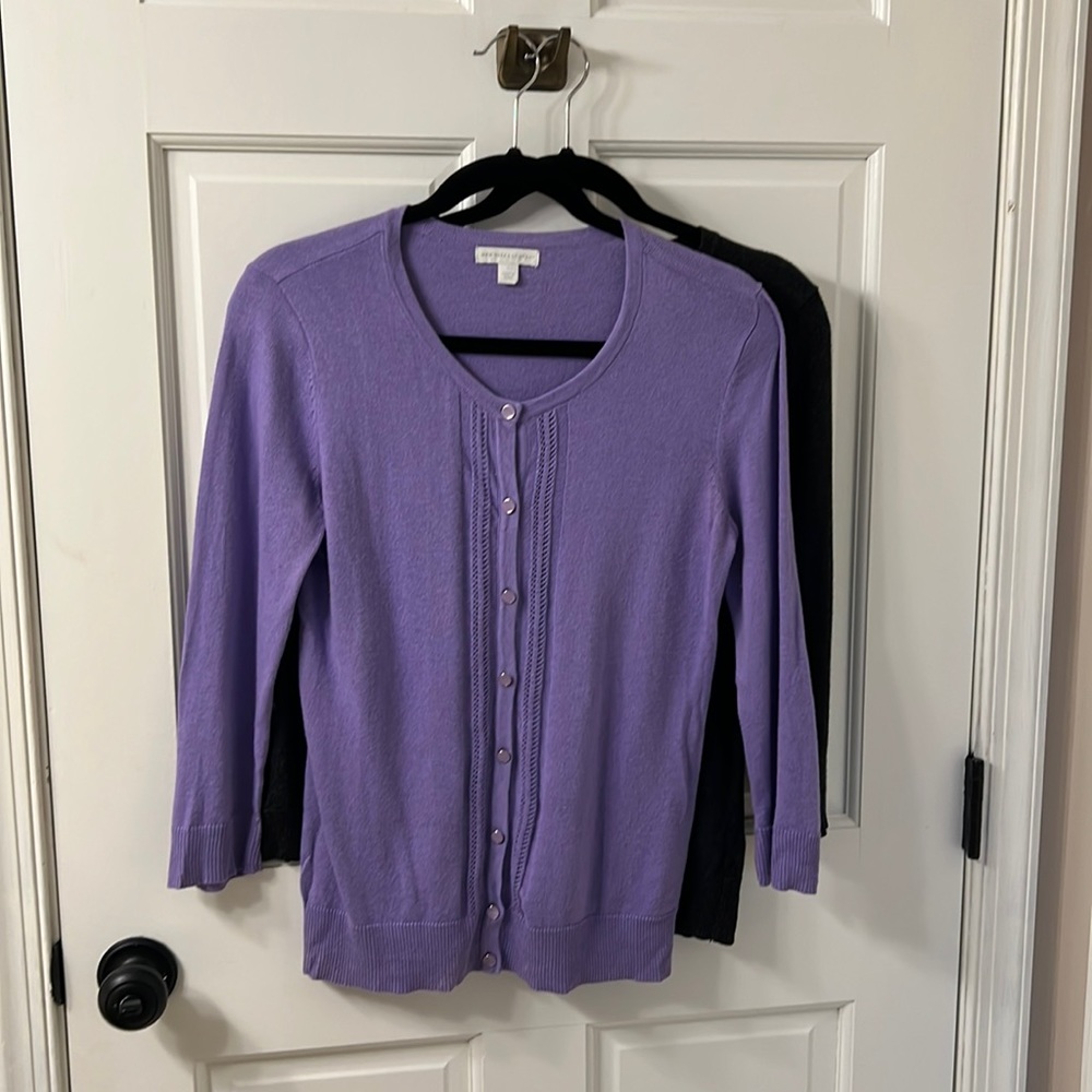 Purple and Charcoal Size Small New York and Company Cardigan Bundle